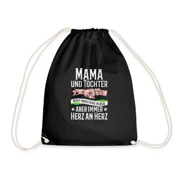 Stolze Mama & Tochter Outfit Geschenk Danke Spruch - Turnbeutel - Schwarz - Vorne