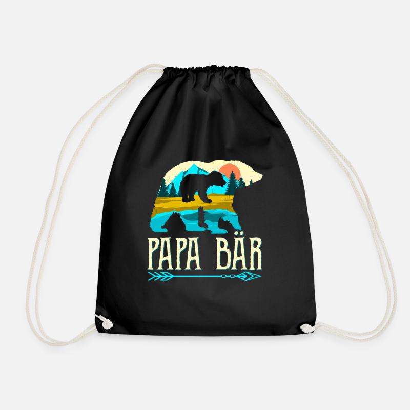 Papa Bär Vater Geschenk Papabär - Turnbeutel - Schwarz