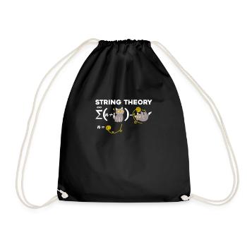 Funny string theory humor physics cat - Drawstring Bag - black - Front