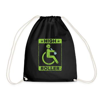 Lustiges Handicap Rollstuhl Weed Rollstuhlfahrer - Turnbeutel - Schwarz - Vorne