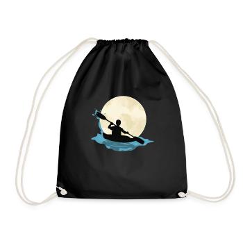 Kayak Canoe Funny River Boats Paddle Rafting Lake - Drawstring Bag - black - Front