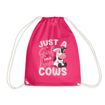 Cow - Drawstring Bag - fuchsia - Front
