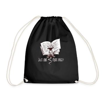 Only one page left I Book Mouse I Bookworm Fun - Drawstring Bag - black - Front
