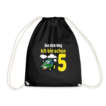 5. Geburtstag Junge Traktor Ich bin schon 5 - Turnbeutel - Schwarz - Vorne