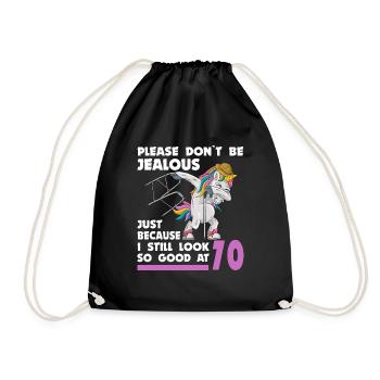 70th birthday 70 years unicorn with rollator stick - Drawstring Bag - black - Front