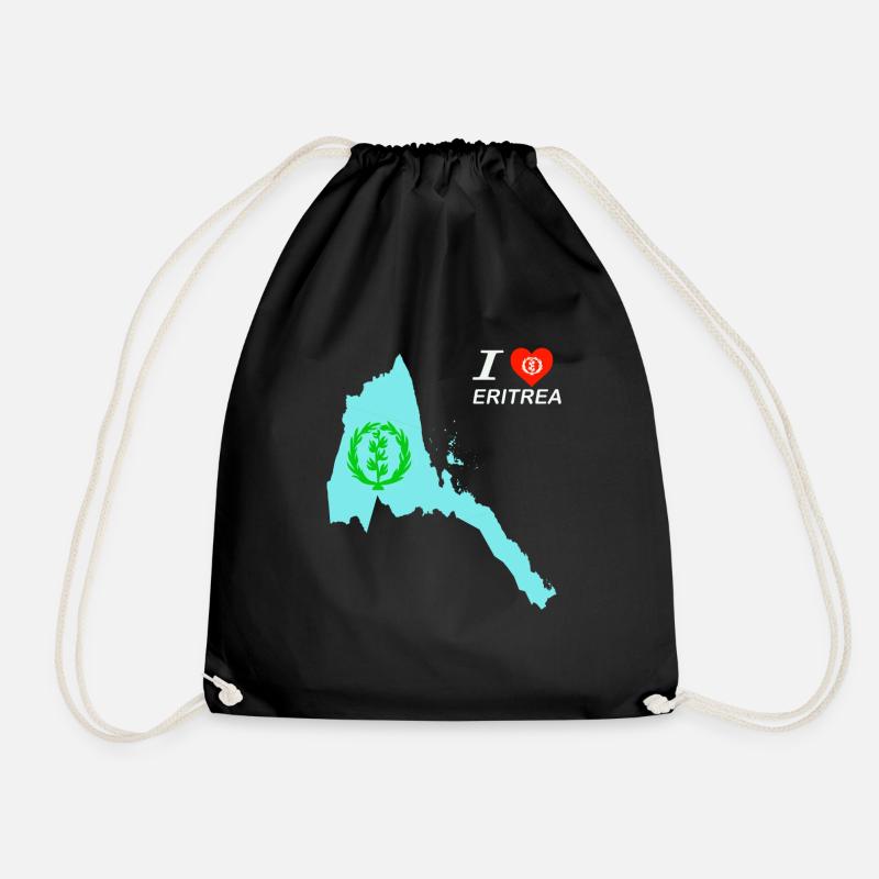 Eritrean flag map - Drawstring Bag - black