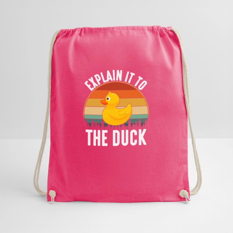 Rubber Duck Debugging, funny developer coding prog Drawstring Bag