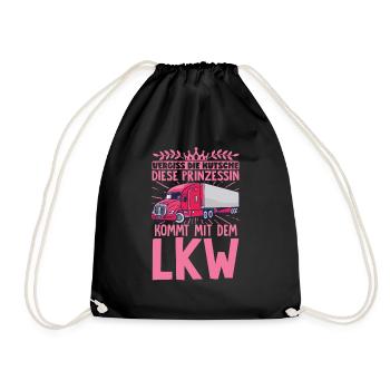 Die Prinzessin Kommt Mit Dem LKW Frauen Geschenk - Turnbeutel - Schwarz - Vorne