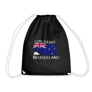 Neuseeland Flagge Newzealand Kiwi Vogel - Turnbeutel - Schwarz - Vorne