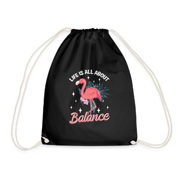 Funny flamingo lover balance yoga pilates - Drawstring Bag - black - Front