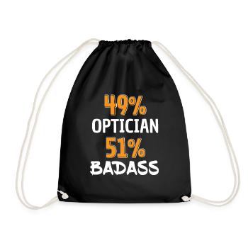 Lustiges Optiker Badass-Shirt - Optiker-Test - Turnbeutel - Schwarz - Vorne