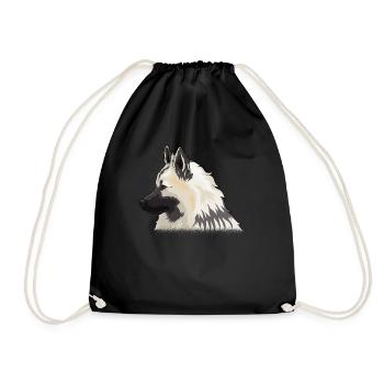 Eurasier Kopf Hund Hundeportrait Geschenk - Turnbeutel - Schwarz - Vorne