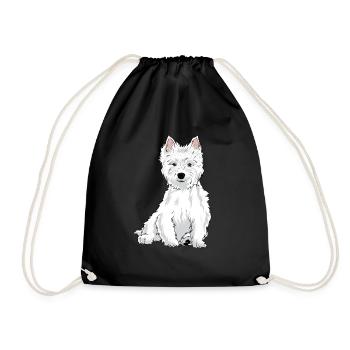Westie Hund West Highland White Terrier Geschenk - Turnbeutel - Schwarz - Vorne