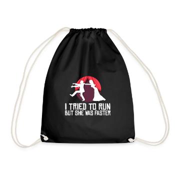 Wedding tried running - Drawstring Bag - black - Front