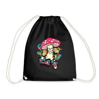 mushroom - Drawstring Bag - black - Front