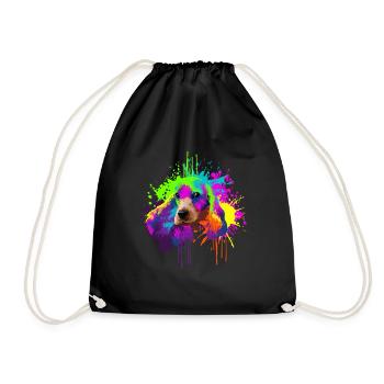 Splash Art Cocker Spaniel Hundehalter Geschenk - Turnbeutel - Schwarz - Vorne
