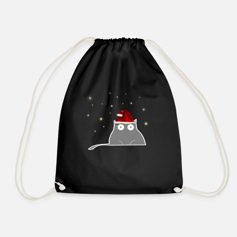 Katze Weihnachten - Turnbeutel - Schwarz