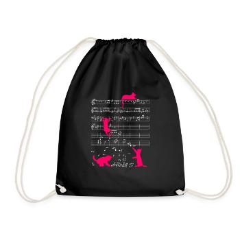 Note de musique de chat mignon musicien de partition rose - Sac de sport léger - noir - Devant