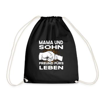 Mama Und Sohn Freunde Fürs Leben - Turnbeutel - Schwarz - Vorne