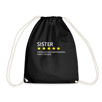 Sibling Sister Sis Gift for Sisters Funny Birthday - Drawstring Bag - black - Front