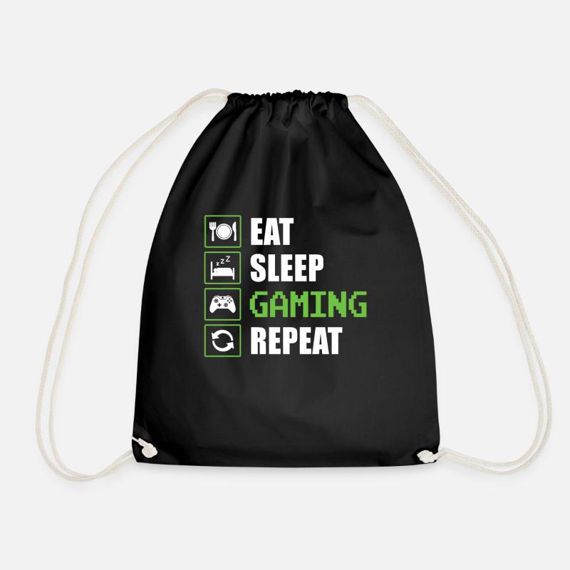 EAT SLEEP GAMING REPEAT - Turnbeutel - Schwarz