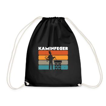 Retro Schornsteinfeger Vintage Kaminfeger Geschenk - Turnbeutel - Schwarz - Vorne