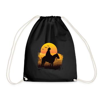 T-shirt vintage rétro équitation soleil - Sac de sport léger - noir - Devant