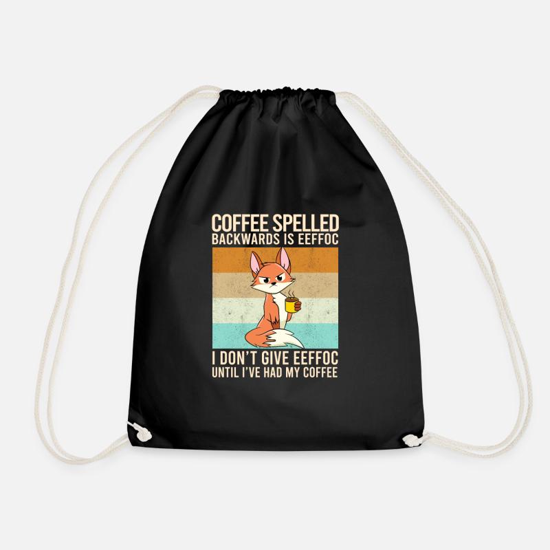 Coffee Spelled Backwards Is EEFFOC Fox Drink - Turnbeutel - Schwarz