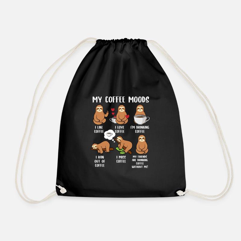 My Coffee Moods Funny Sloth Coffee Lover Coffee - Turnbeutel - Schwarz
