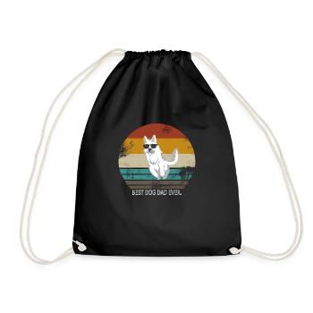 Weißer Schweizer Schäferhund Hund Geschenk Retro - Turnbeutel - Schwarz - Vorne
