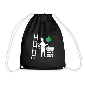 Schonsteinfeger lucky charm shamrock gift - Drawstring Bag - black - Front
