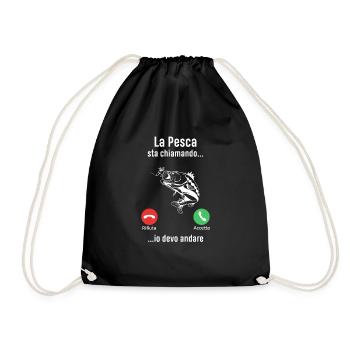 Pesca Maglietta Divertente Pescatore Regali - Turnbeutel - Schwarz - Vorne