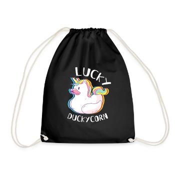 Lucky Duckycorn - Einhorn Ente - Turnbeutel - Schwarz - Vorne