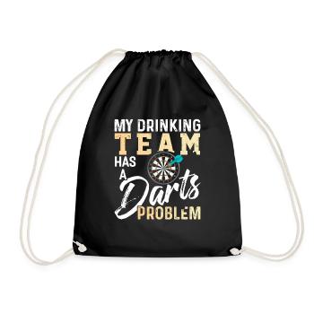 Darts Dart Dartboard Bullseye Dart Gift - Drawstring Bag - black - Front