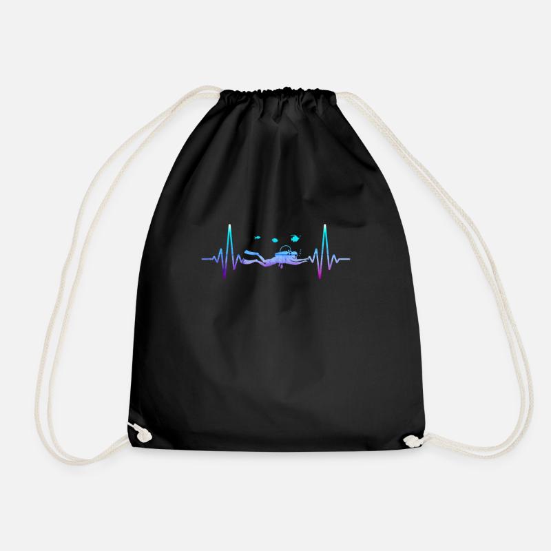 Herzschlag Taucher Tauchen Diver Diving Geschenk - Turnbeutel - Schwarz