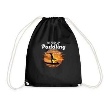 Stand Up Paddling SUP Paddelboard Paddler Geschenk - Turnbeutel - Schwarz - Vorne