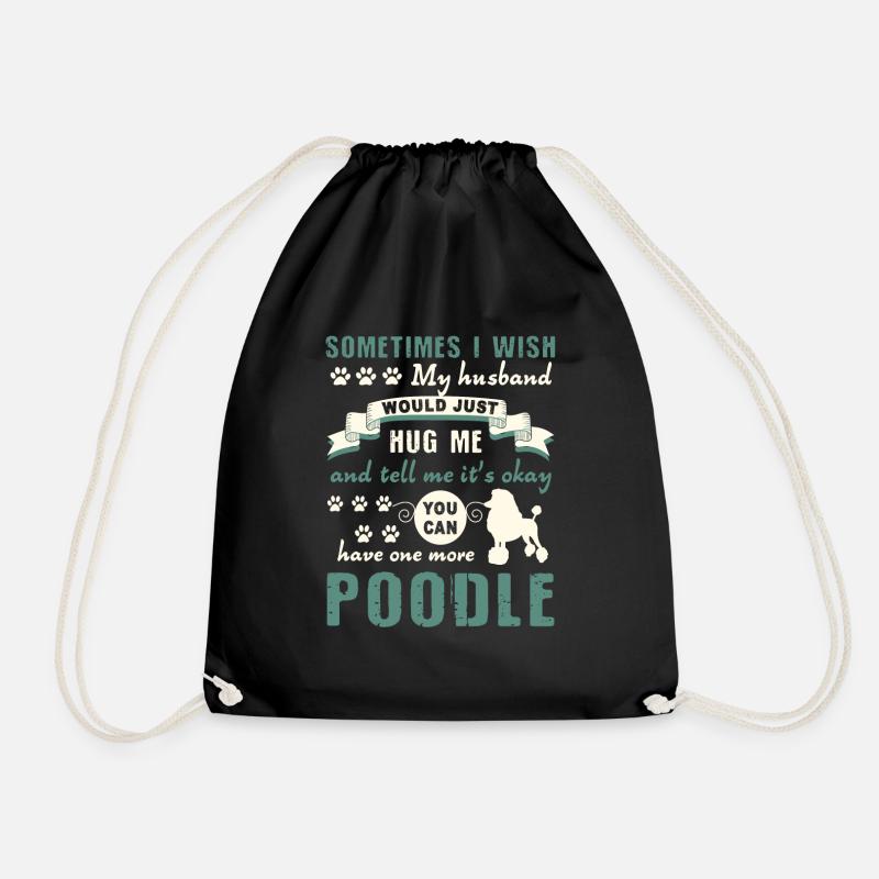 Poodle Hug My Poodle - Drawstring Bag - black
