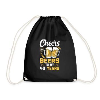 Cheers And Beers To 40 Years Birthday Gift - Drawstring Bag - black - Front