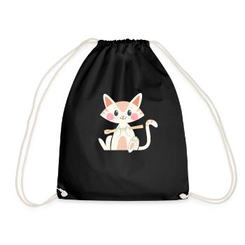 Flutist flutist flute flute player cat - Drawstring Bag - black - Front