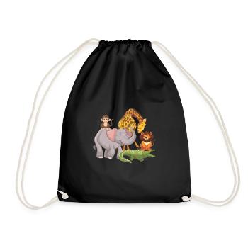 Cute safari African zoo animal lover - Drawstring Bag - black - Front