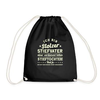 Stiefvater Stiefpapa Stieftochter Geschenk - Turnbeutel - Schwarz - Vorne