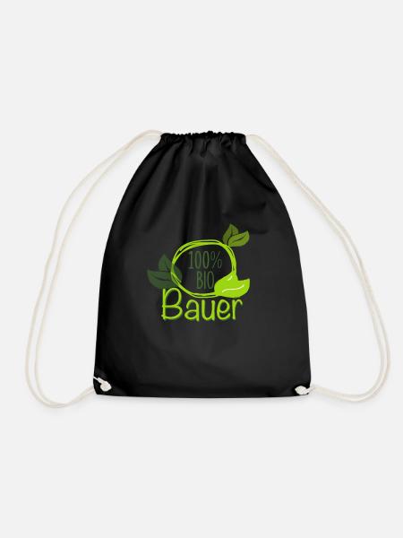 Bio Bauer Hobby Bauer Gemüse Selbstversorger Vegan - Turnbeutel - Schwarz