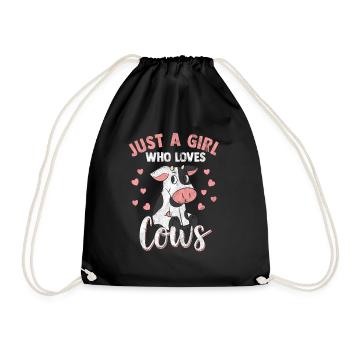 Vache fille amour moo boeuf lait fermier - Sac de sport léger - noir - Devant