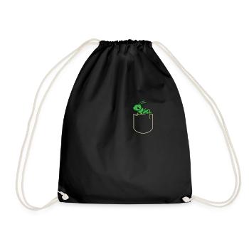 Insect In Pocket Gift Grasshopper Pocket T-Shirt - Drawstring Bag - black - Front