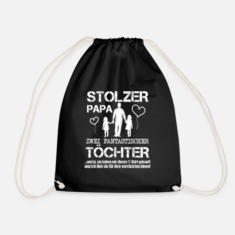 Stolzer Papa zwei Töchter - Turnbeutel - Schwarz