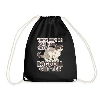These Ain't No Cat Hair That's Ragdoll Glitter Tee - Drawstring Bag - black - Front