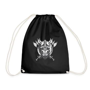 Viking Skull Shield Combat - Drawstring Bag - black - Front