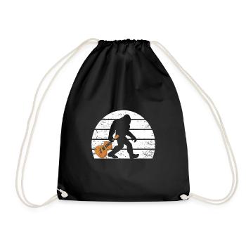 Bigfoot Musician Sasquatch Acoustic Guitar - Drawstring Bag - black - Front