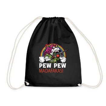 Pew Pew unicorn - Drawstring Bag - black - Front