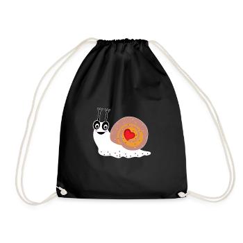 Snail Herz Nette und attraktive Geschenk - Turnbeutel - Schwarz - Vorne